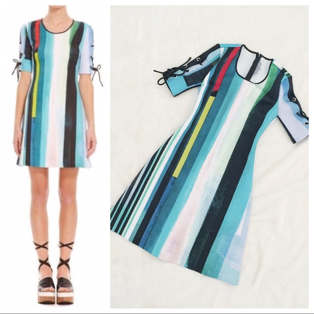 CLOVER CANYON Blue Black Eclipse Tie Sleeve Dress